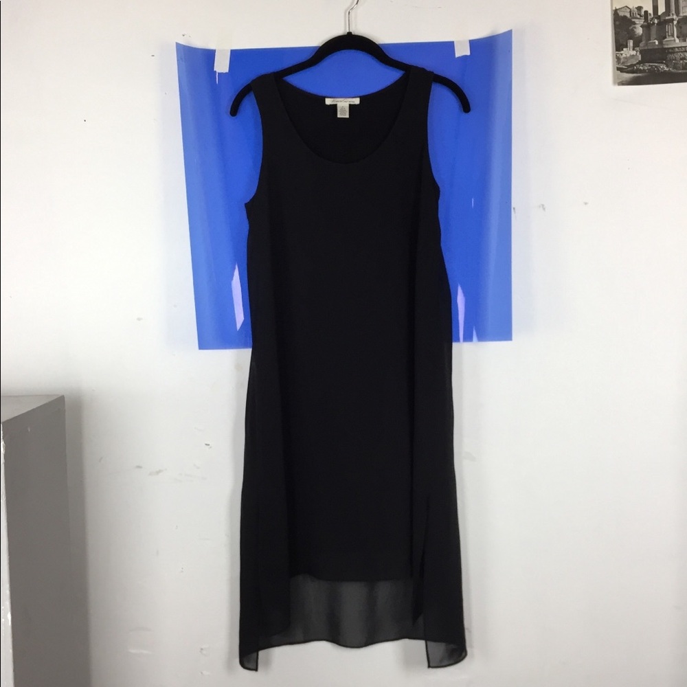 KENNETH COLE black A line sheer overlay dress